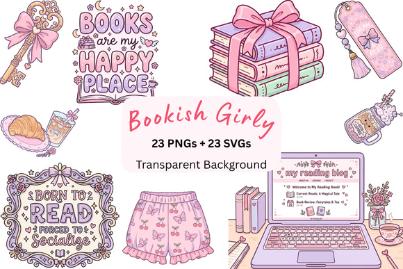 Download Bookish Girly Clipart &amp; SVG Bundle - Girly Collection