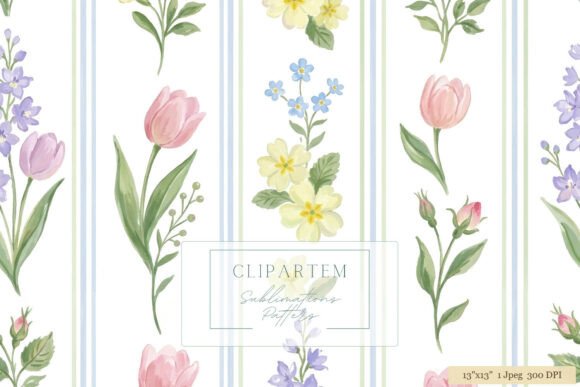 Download Spring Floral Stripe Watercolor Pattern - Trip Collection