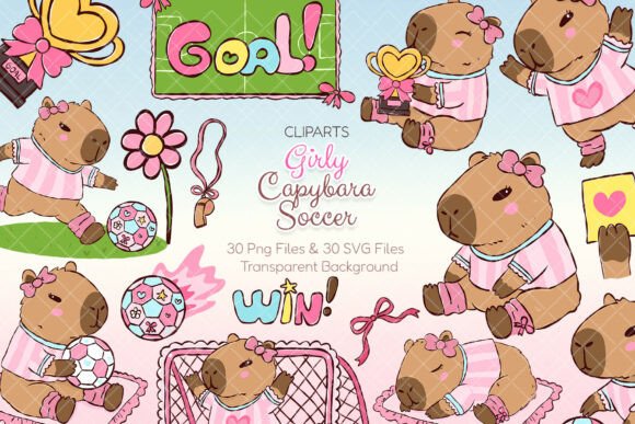 Download Girly Capybara Soccer Football Clipart - Girly Collection