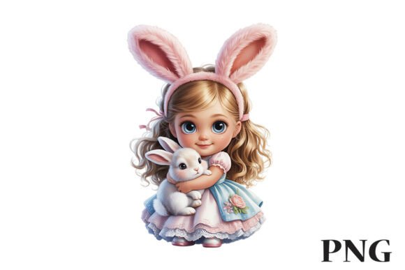 Download Cute Bunny Girl with Rabbit Clipart PNG - Bunny girl Collection